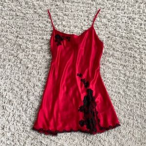 Red Satin Lace Slip
